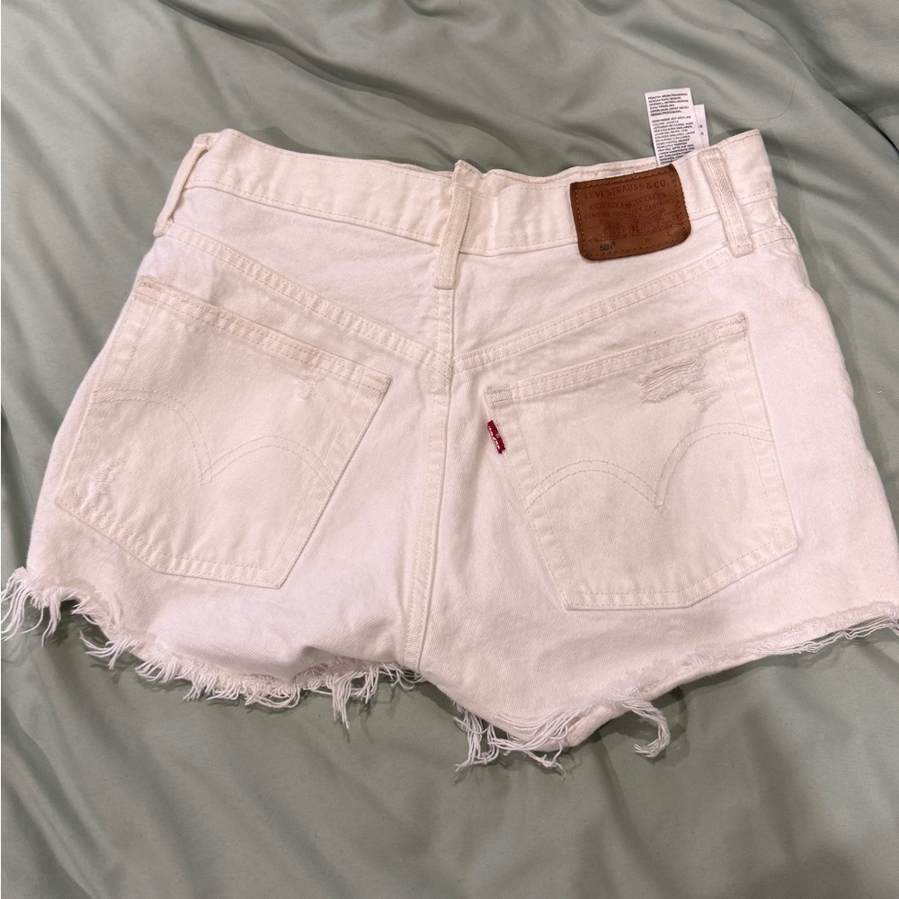 Levi's white mid rise Jean Shorts